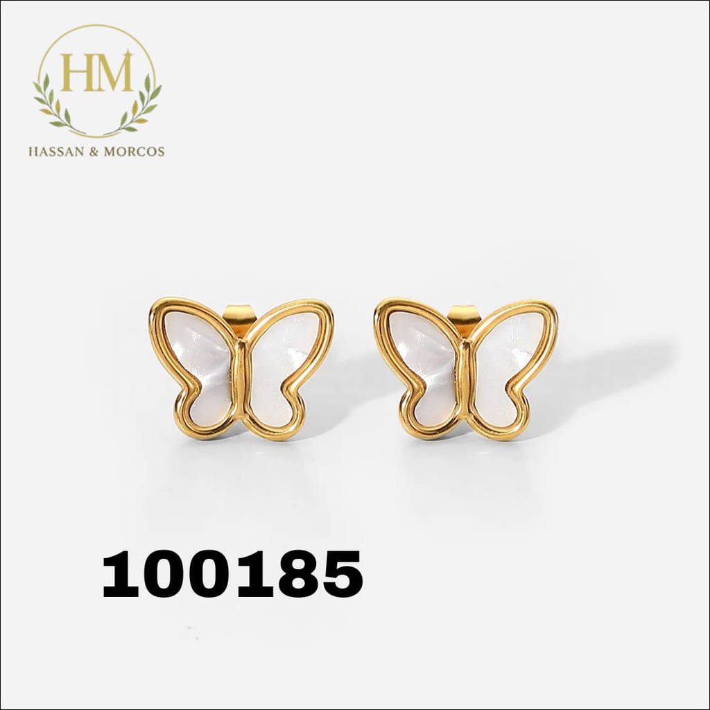 100185حلق فراشه صدف ابيض  استانلس عيار 316