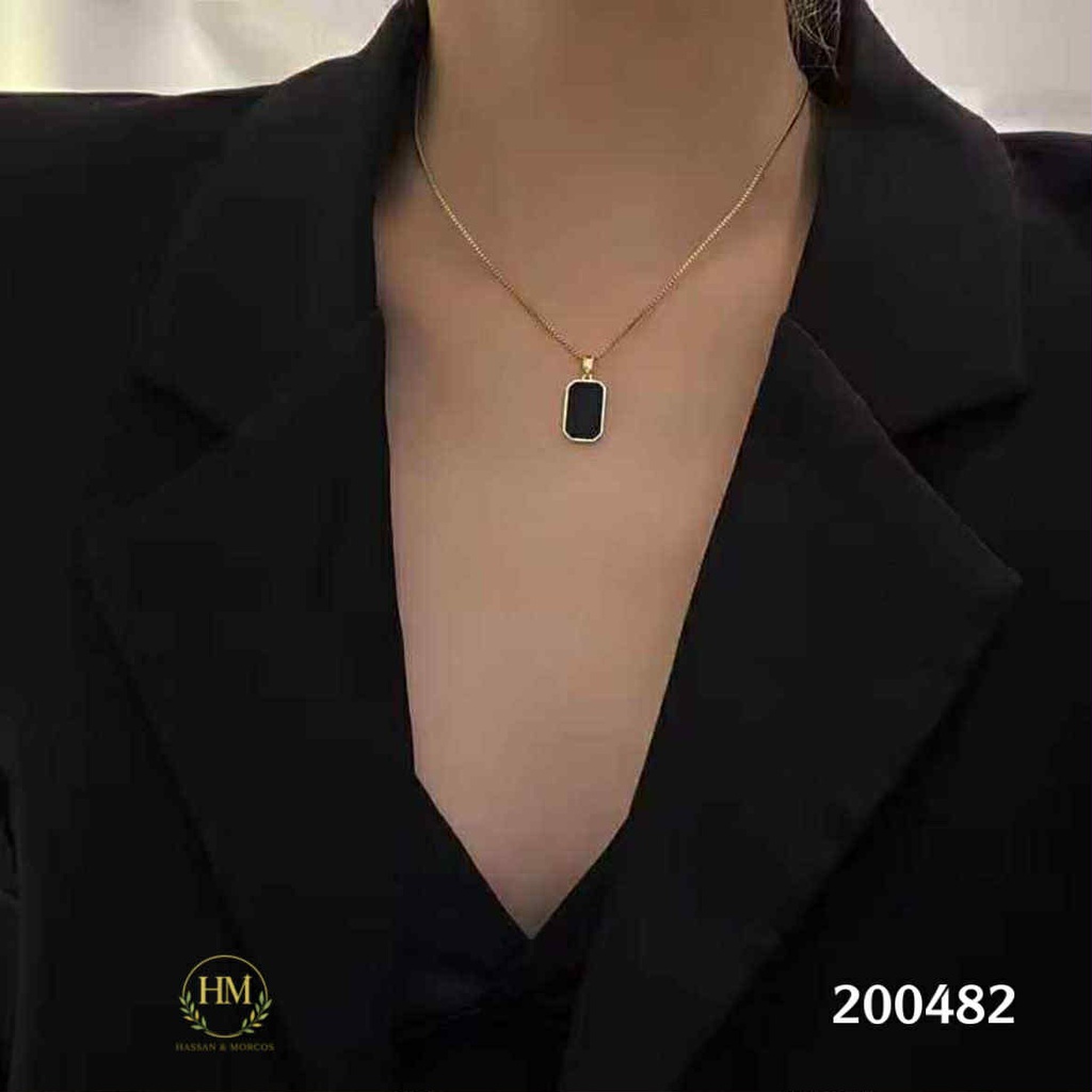 كوليه مستطيل اسود دابل فيس  عيار 316\200482