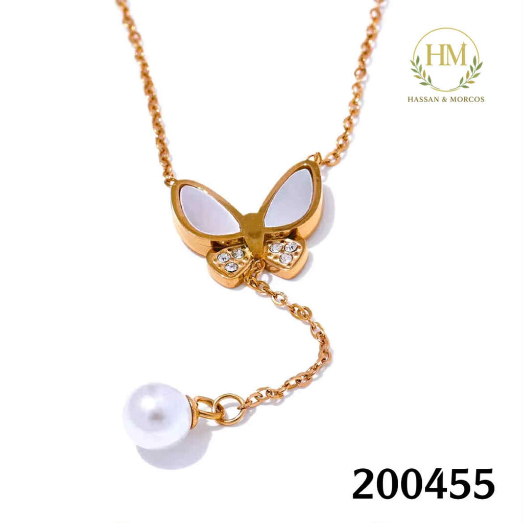 كوليه فراشه صدف ابيض لولى عيار 316\200455