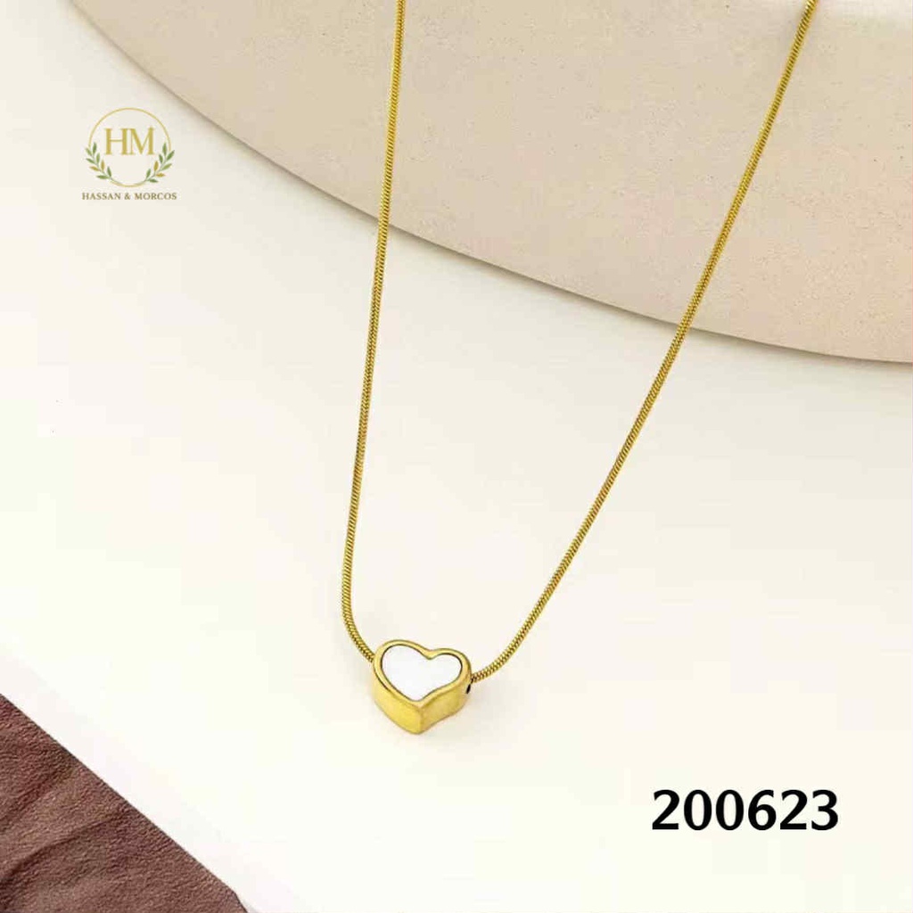 كوليه قلب ابيض صغير  عيار 316\200623