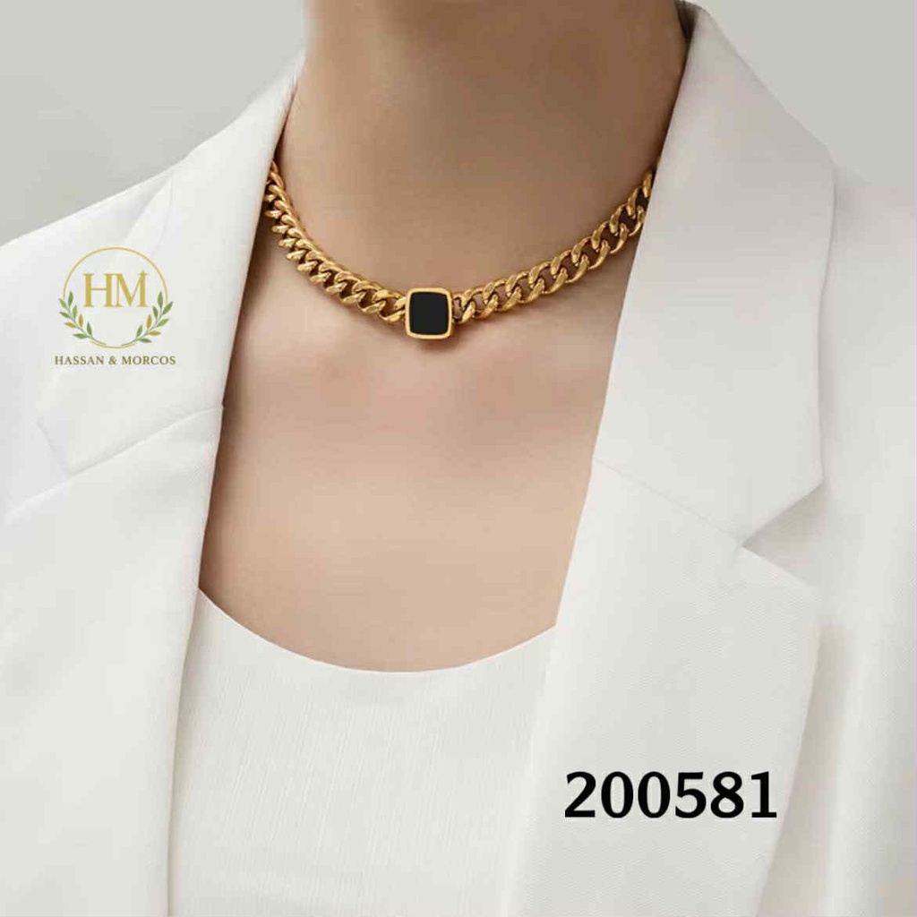 كوليه جنزير مربع اسود عيار 316\200581