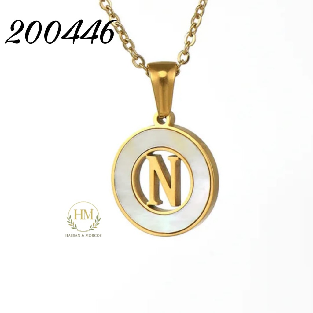 كوليه حرفn بدايره صدف  عيار 316\200446