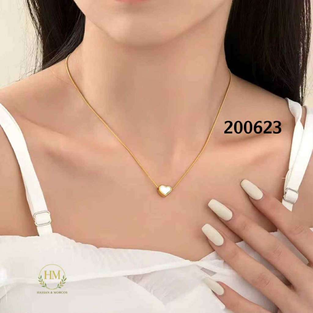 كوليه قلب ابيض صغير  عيار 316\200623
