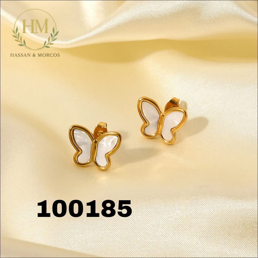 100185حلق فراشه صدف ابيض  استانلس عيار 316
