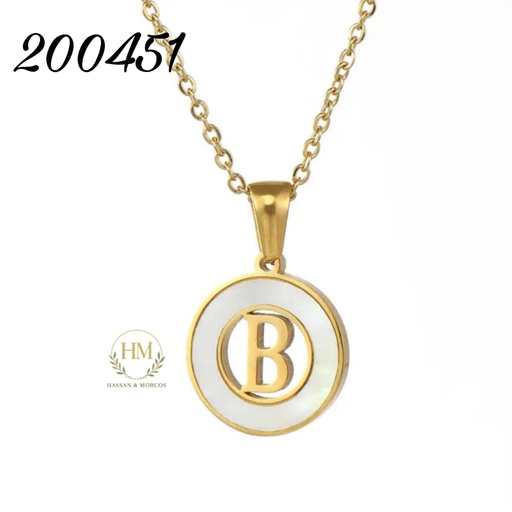 [200451] كوليه حرف b بدايره صدف  عيار 316\200451