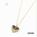 سلسله قلب مفتوح نص ابيض و الاخر اسود نقاط فصوص عيار 316 / 45 س 200580