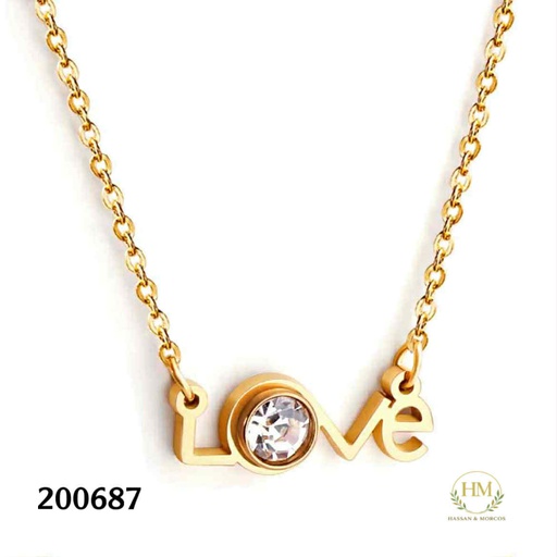 [200687] 200687سلسل مكتوب * Love * ب فص ابيض  كريستال عيار 316 ظ 45 س