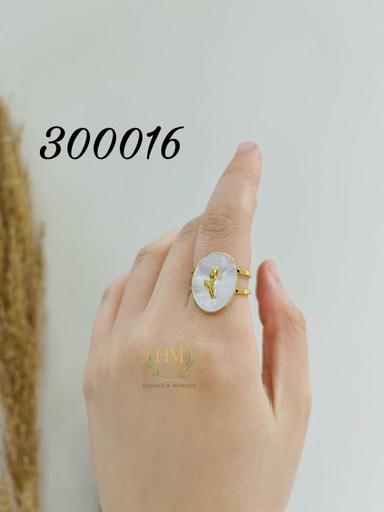 [300016] 300016خاتم  فص صدف ورده ستانلس عيار316